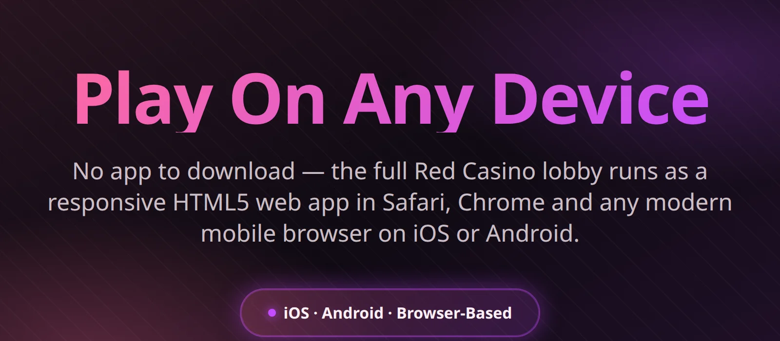 Red casino mobile site running in a smartphone browser